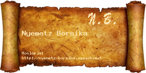 Nyemetz Borsika névjegykártya